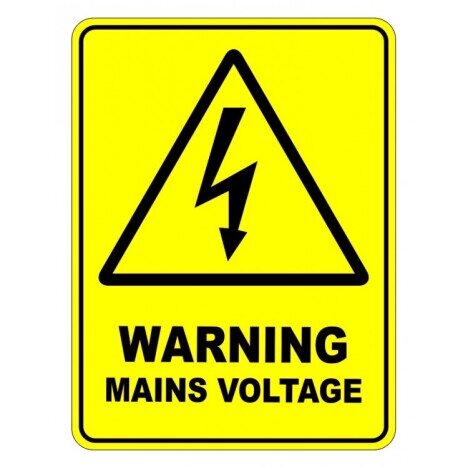 Warning Mains Voltage Safety Sign