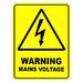 Warning Mains Voltage Safety Sign